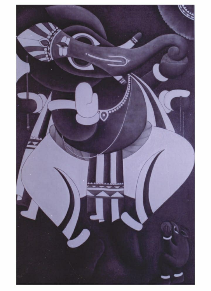 Dancing Ganesha black and white