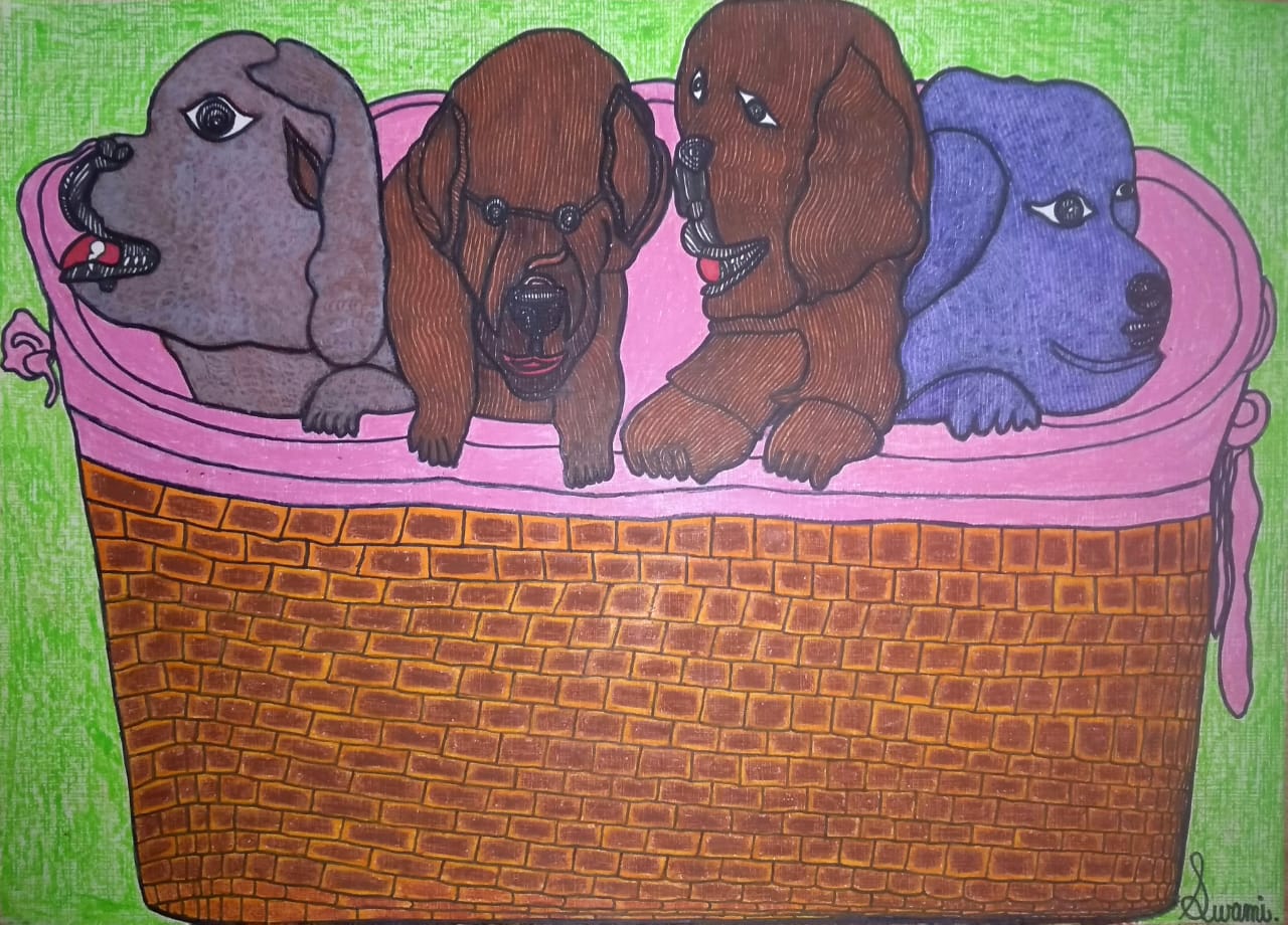 Puppies in a basket