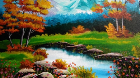 Pond and the mountains