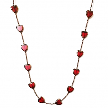 Neckpiece with Red/Golden Heart Beads