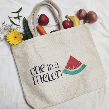 One In A Melon - Designer Hand Painted Jute Bags