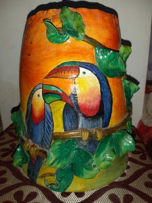 Toucans Flower Clay showpiece